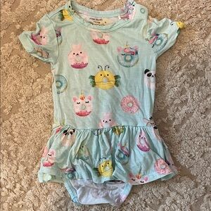 Posh Peanut Mint Green Onesie with Animal and Donut Print